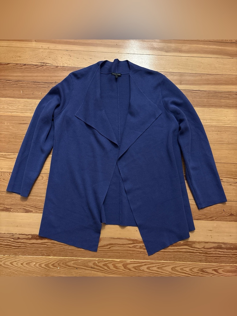 Eileen Fisher Cotton Silk Purple Flyaway Sweater Size XL Open Front Cardigan
